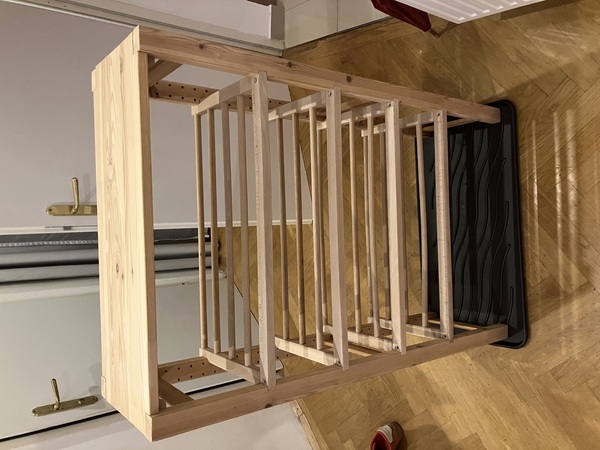 The unfinished shoe rack